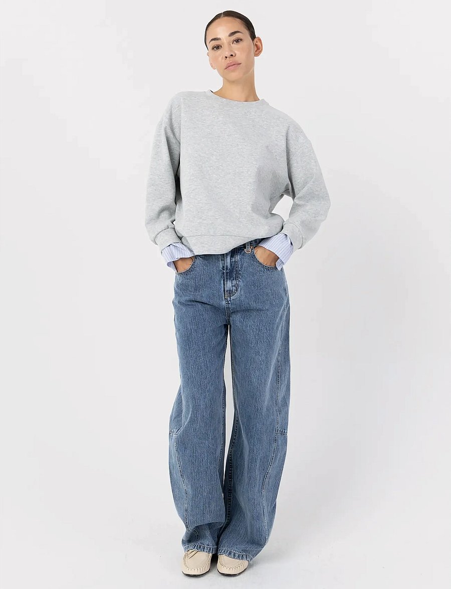 Coster Copenhagen - Sweatshirt with sleeve details - sweatshirts - grey melange - 0