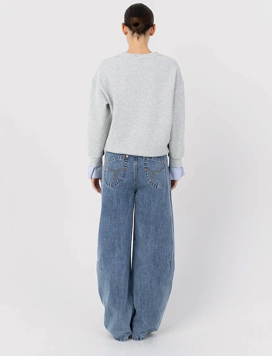 Coster Copenhagen - Sweatshirt with sleeve details - sweatshirts - grey melange - 3