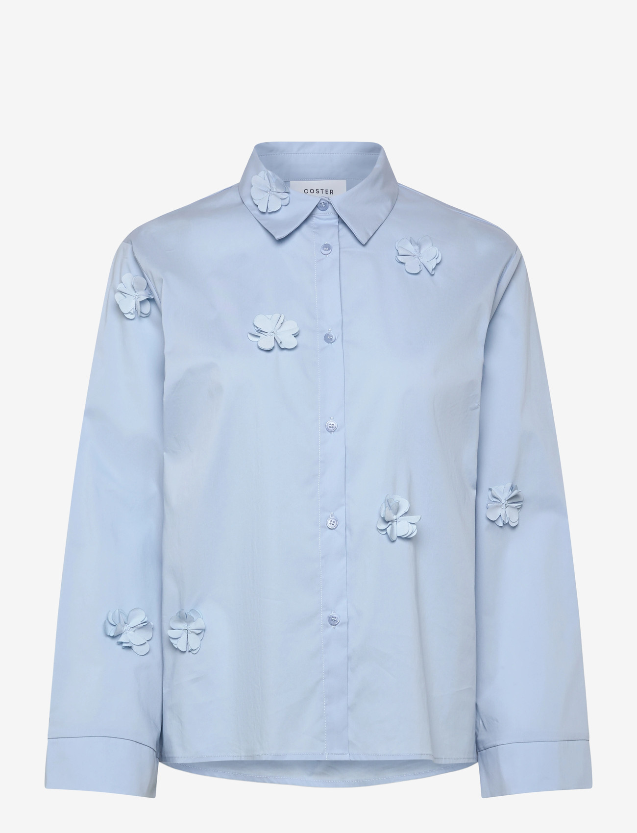 Coster Copenhagen - Shirt with flowers - langærmede skjorter - bright blue - 1