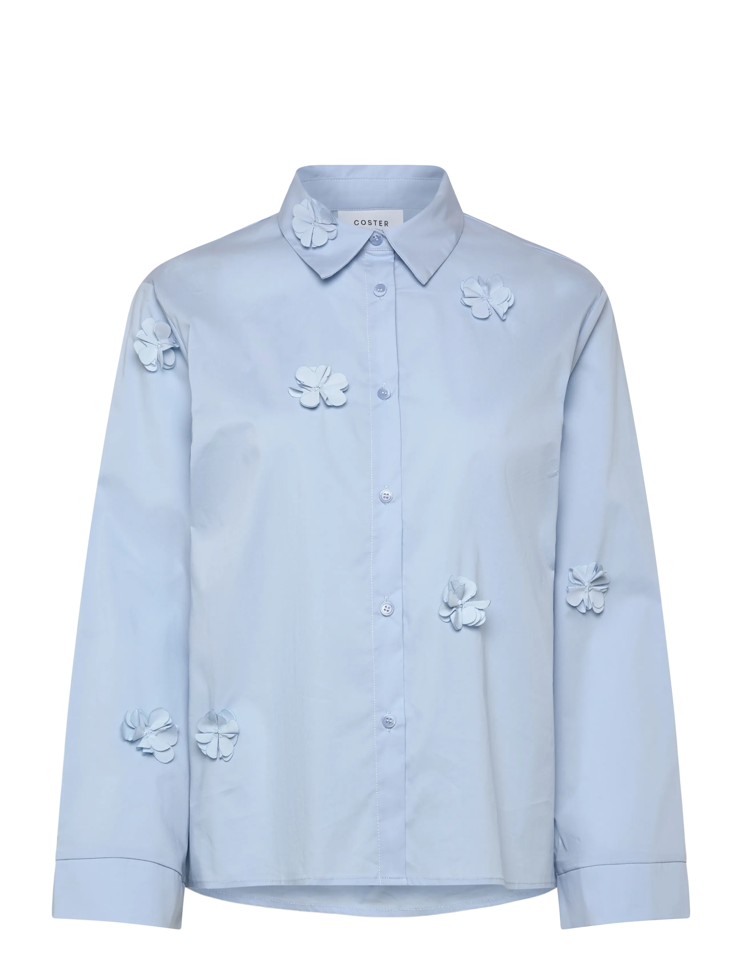 Coster Copenhagen Shirt with flowers - Transitional Layering - BRIGHT BLUE / blue