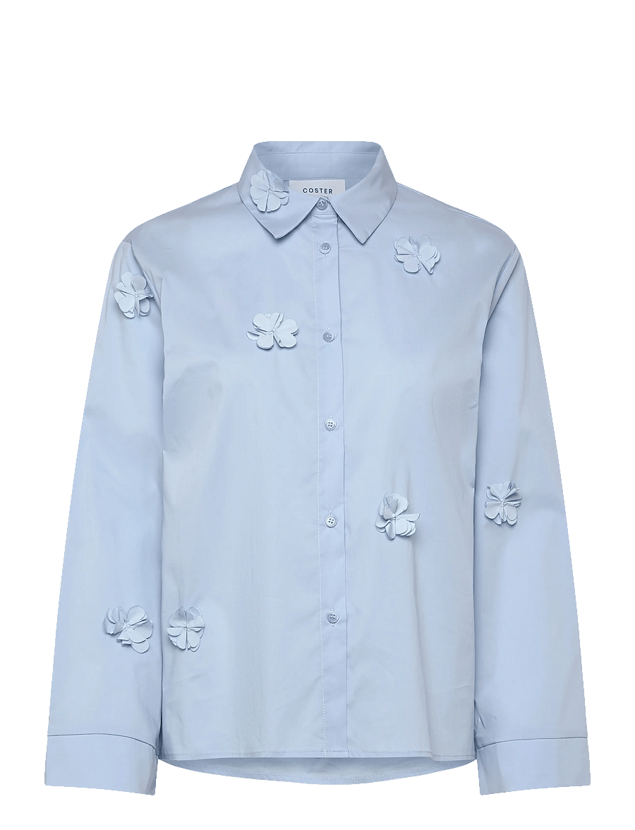 Coster Copenhagen - Shirt with flowers - langærmede skjorter - bright blue - 1