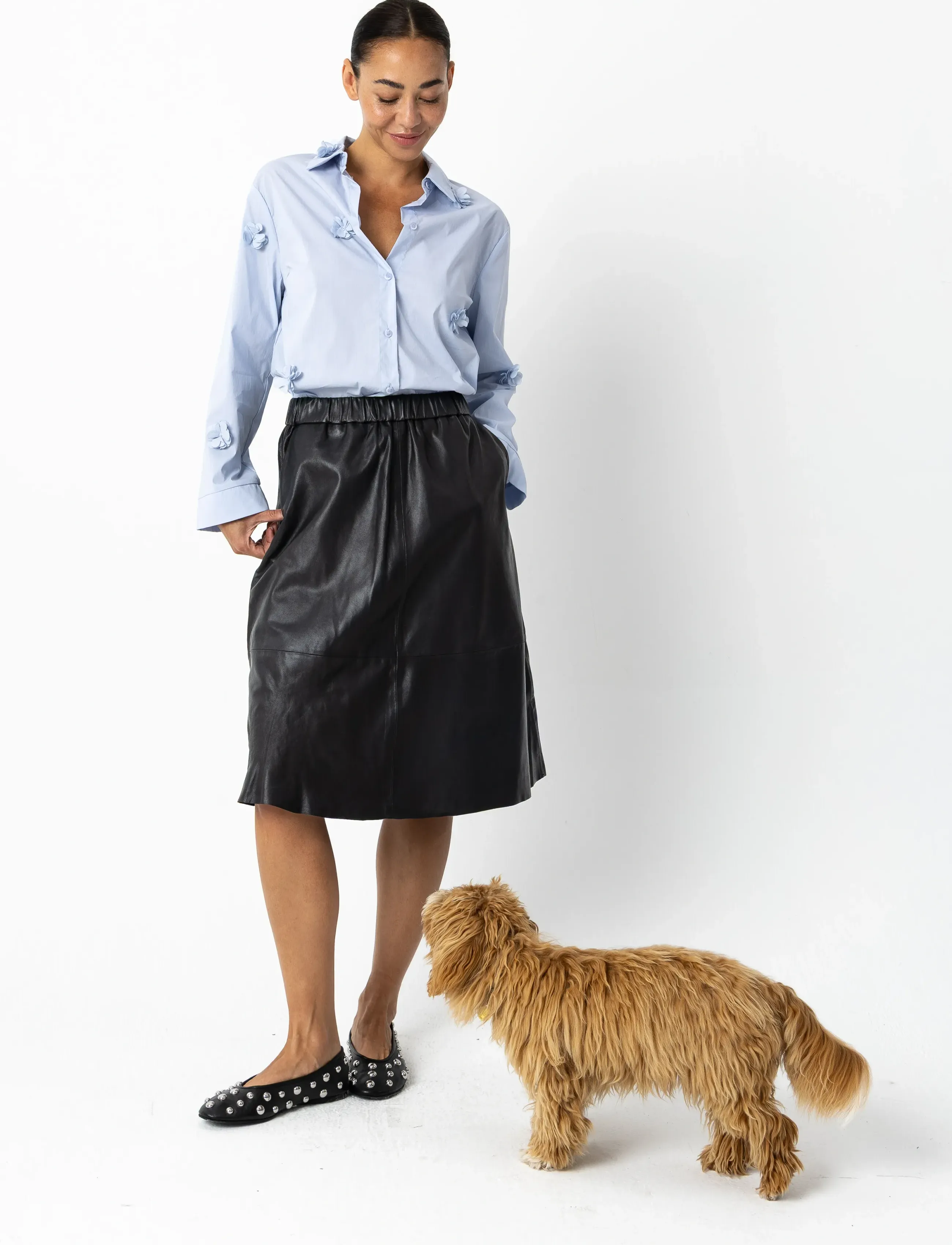 Coster Copenhagen Shirt with flowers - Long-sleeved shirts - BRIGHT BLUE / blue