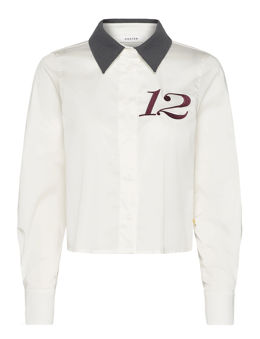 Coster Copenhagen - Shirt with rib collar - long-sleeved shirts - white - 1