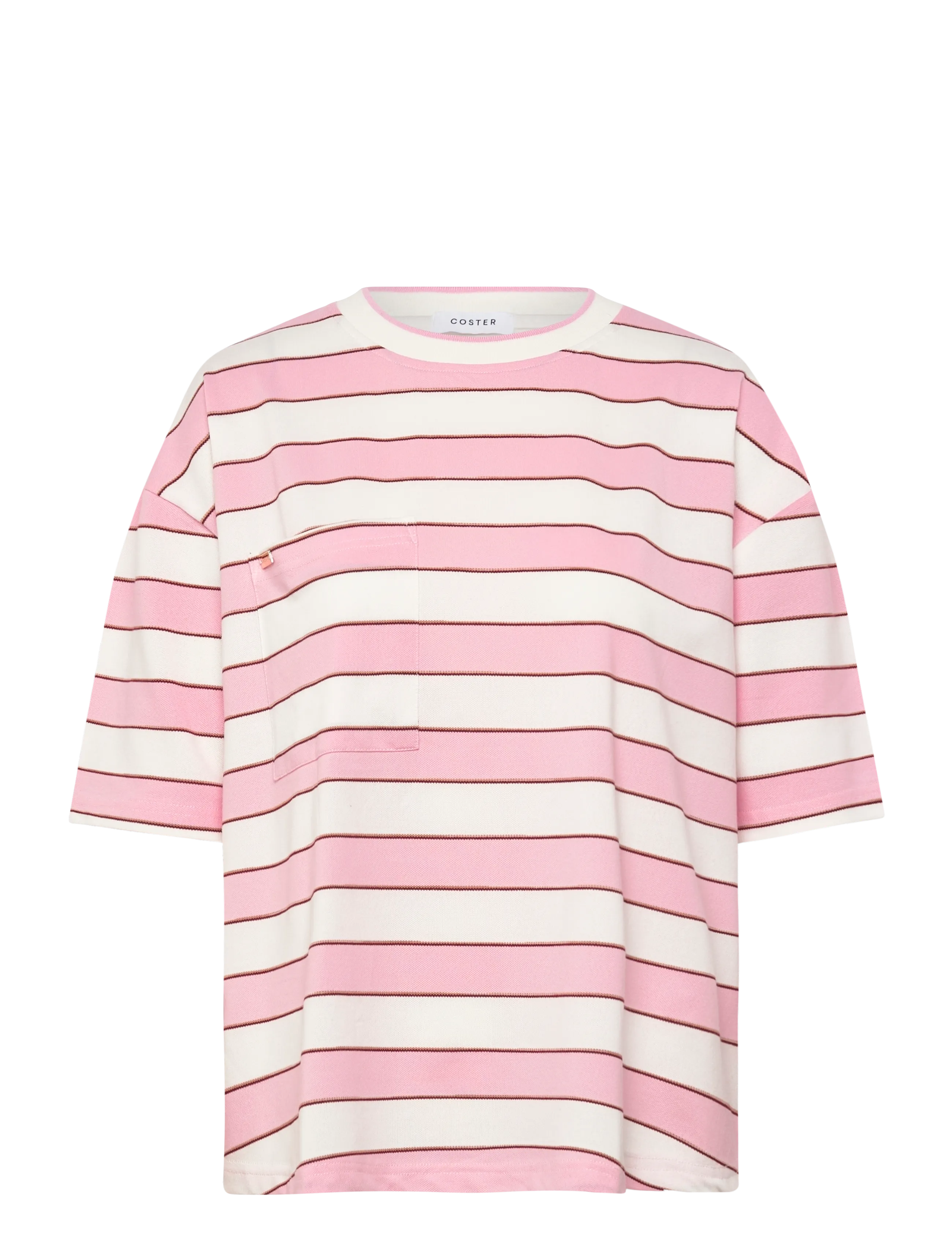 Coster Copenhagen Jersey rib t-shirt - Tøj - WHITE / PINK STRIPE / pink/rose
