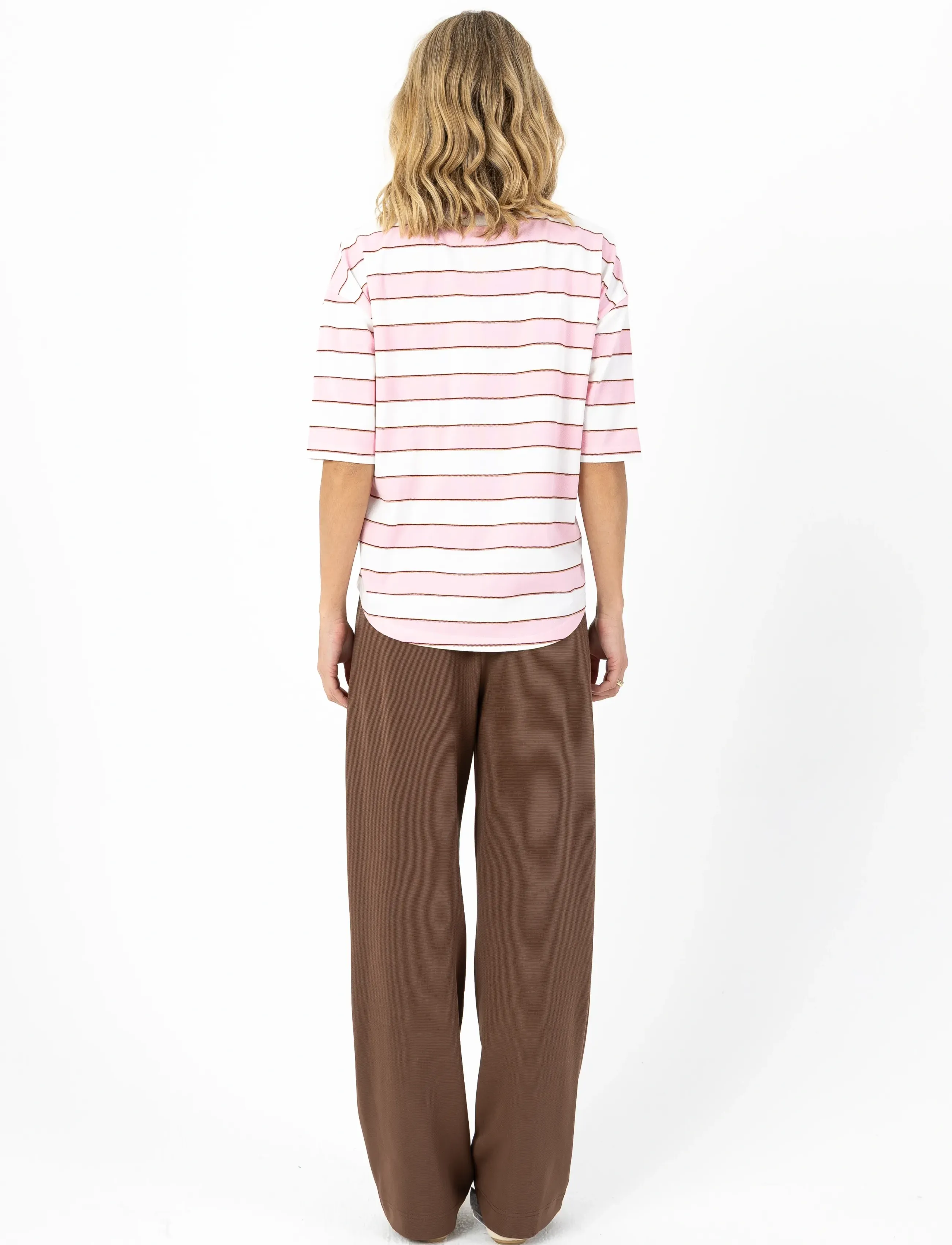 Coster Copenhagen - Jersey rib t-shirt - t-shirts - white / pink stripe - 3