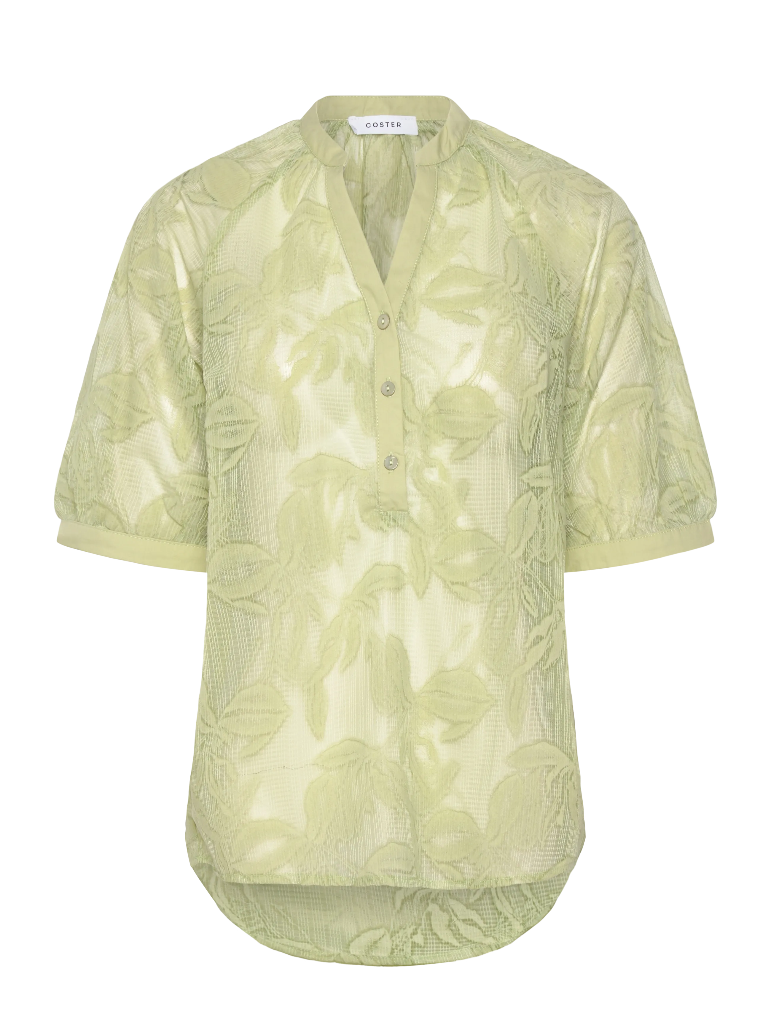 Coster Copenhagen Transparent shirt with flowers - Blouses & Shirts - LIME / green