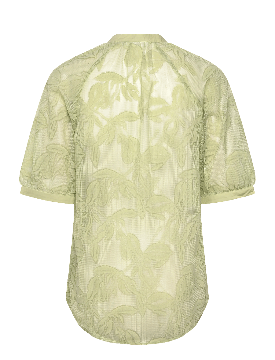 Coster Copenhagen - Transparent shirt with flowers - kortærmede bluser - lime - 2