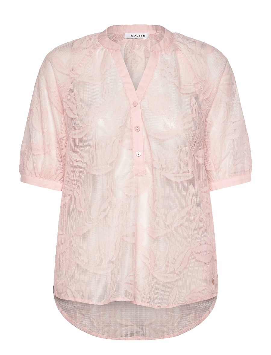 Coster Copenhagen - Transparent shirt with flowers - kortærmede bluser - pale rose - 1