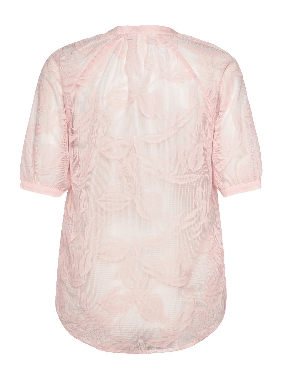 Coster Copenhagen - Transparent shirt with flowers - kortærmede bluser - pale rose - 2