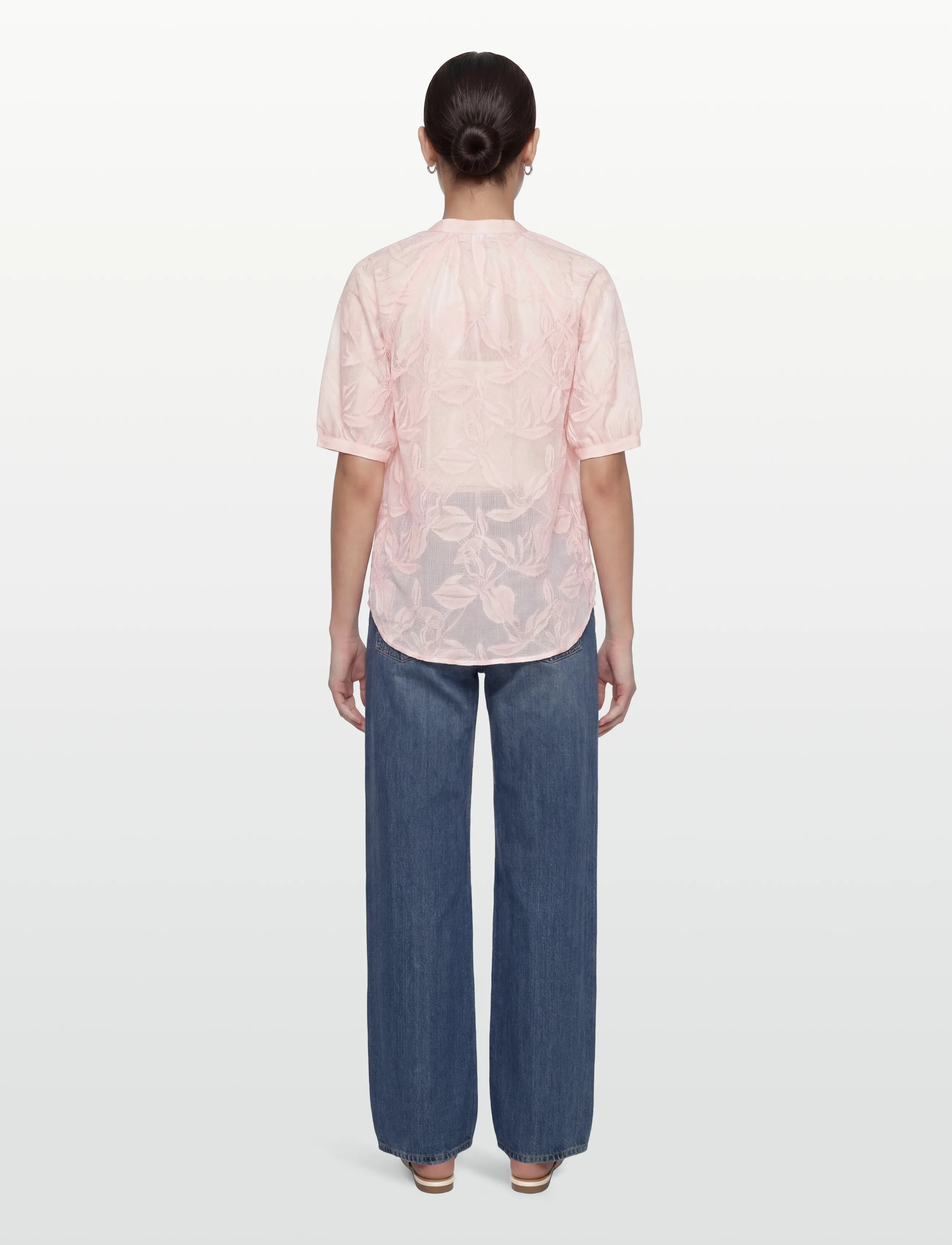Coster Copenhagen - Transparent shirt with flowers - kortærmede bluser - pale rose - 4