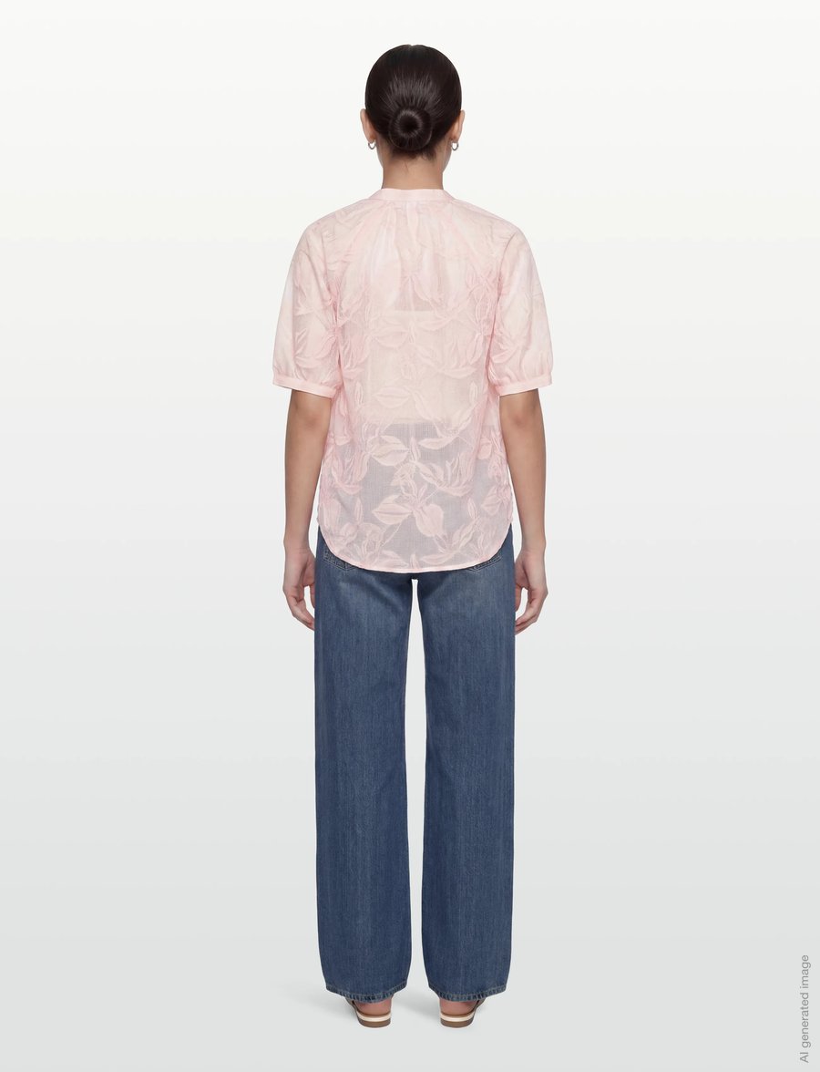 Coster Copenhagen - Transparent shirt with flowers - kortærmede bluser - pale rose - 4