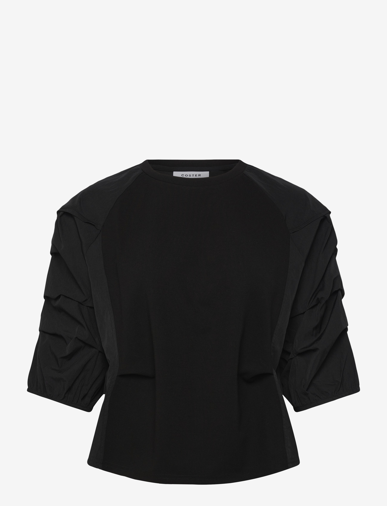 Coster Copenhagen - Blouse with mix puffy sleeves - kortærmede bluser - black - 0