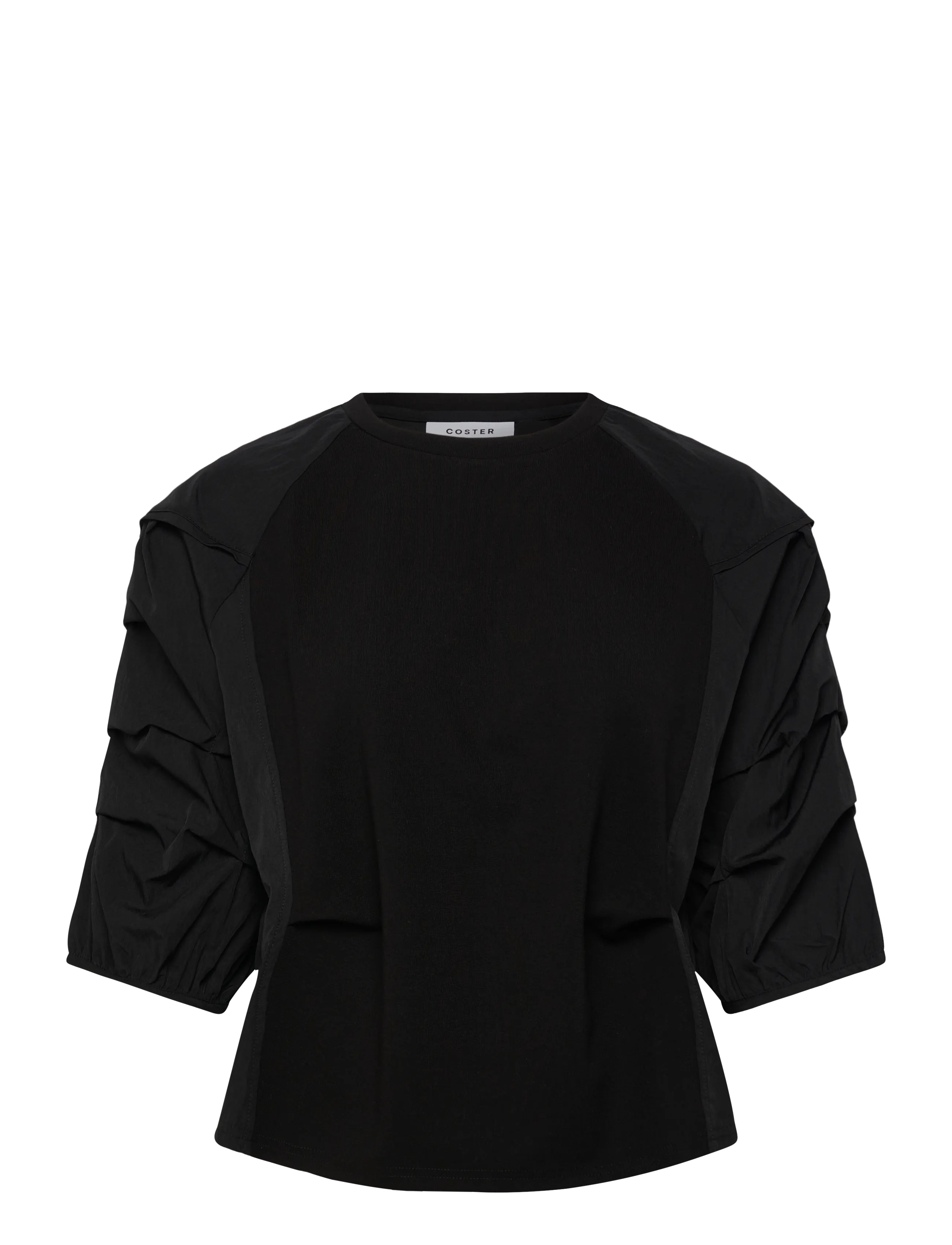 Coster Copenhagen Blouse with mix puffy sleeves - Bluser & Skjorter - BLACK / black