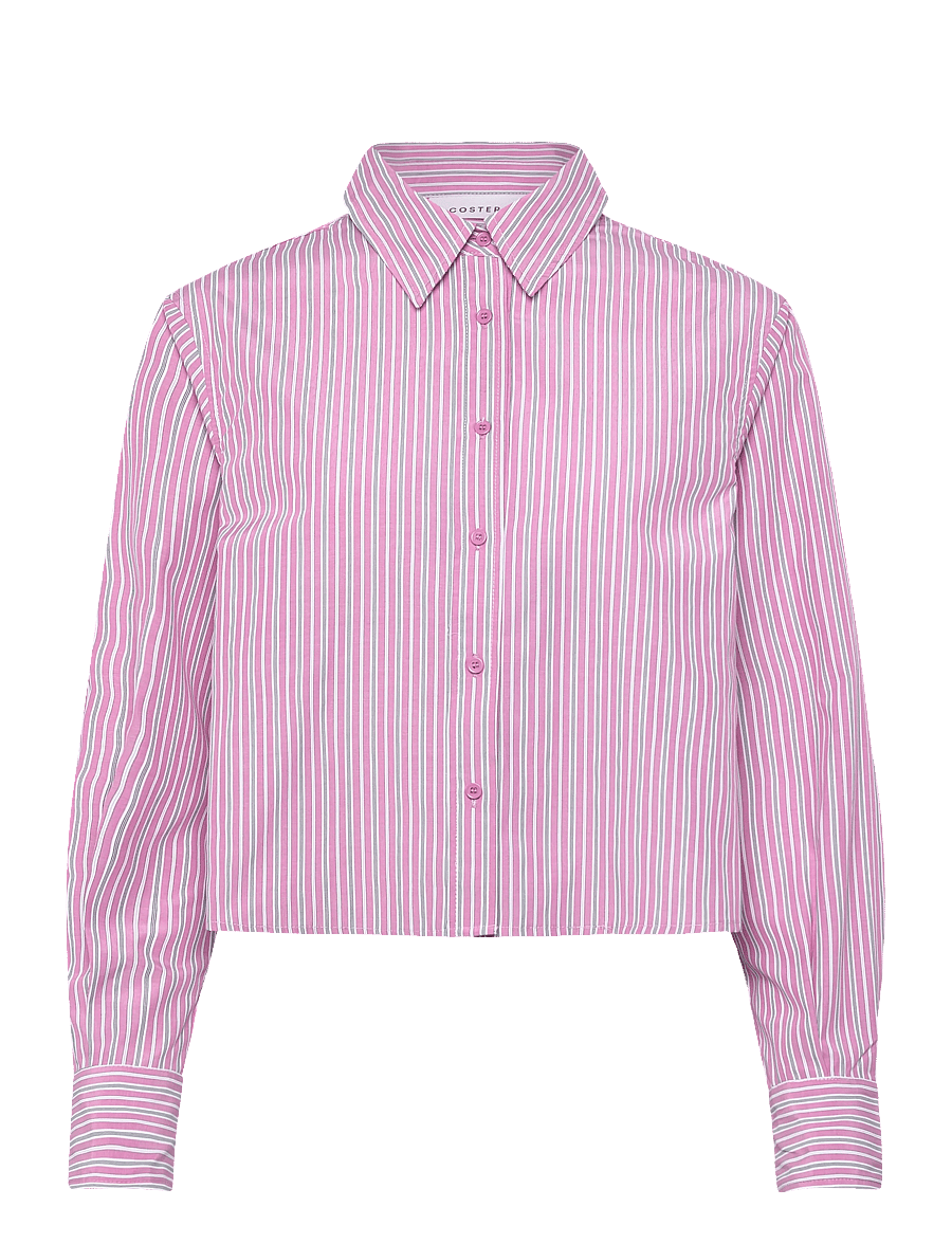 Coster Copenhagen - Short shirt with stripes - pikkade varrukatega särgid - rose stripes - 1