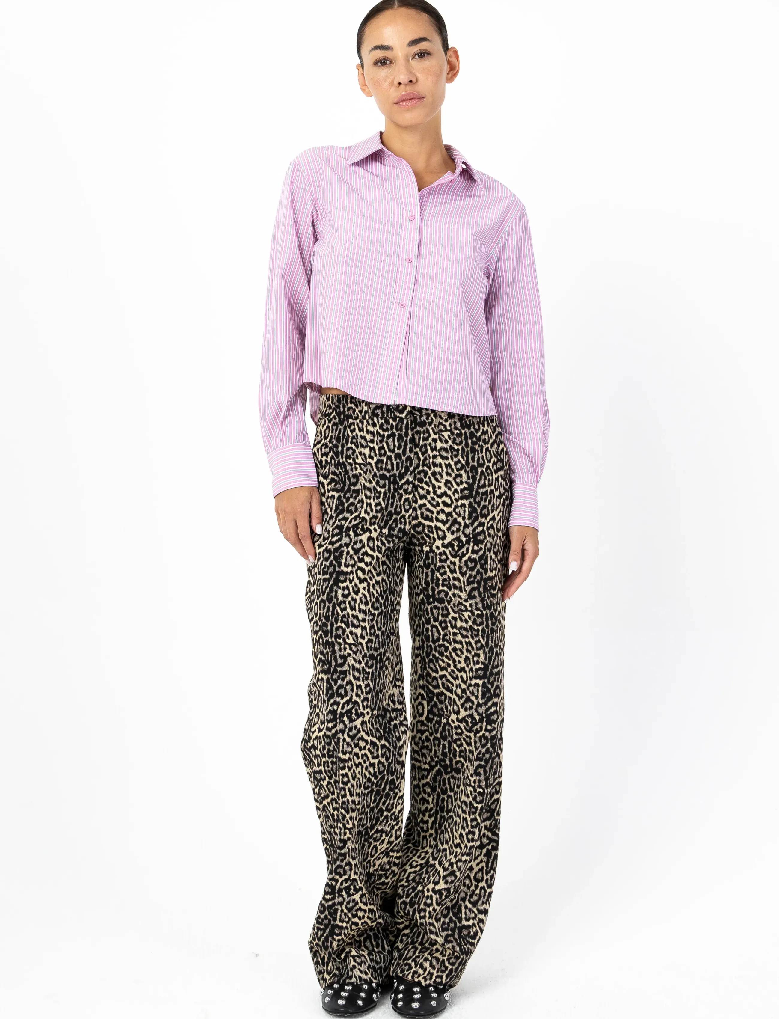 Coster Copenhagen Short shirt with stripes - Kleidung - ROSE STRIPES / pink/rose