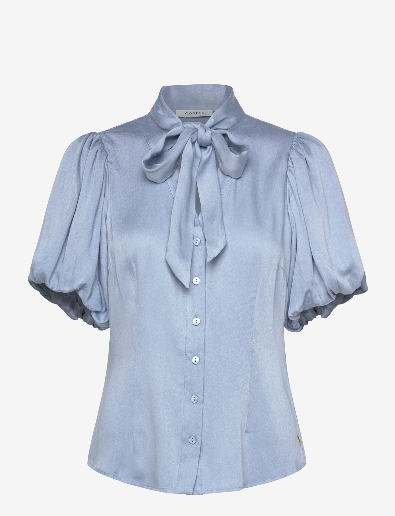 Coster Copenhagen - Blouse with ribbon collar - kortärmade blusar - bright blue - 0