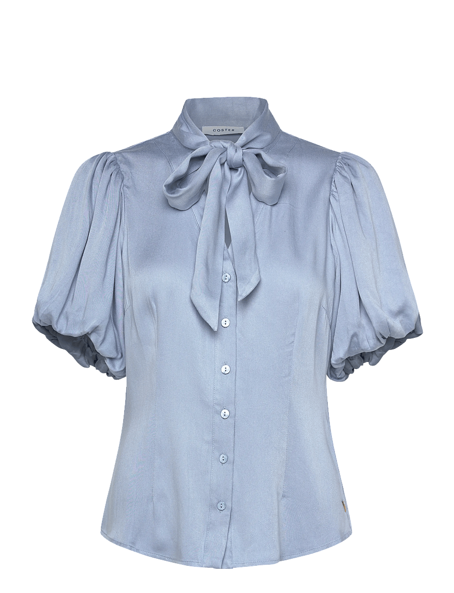 Coster Copenhagen - Blouse with ribbon collar - kurzärmelige blusen - bright blue - 1