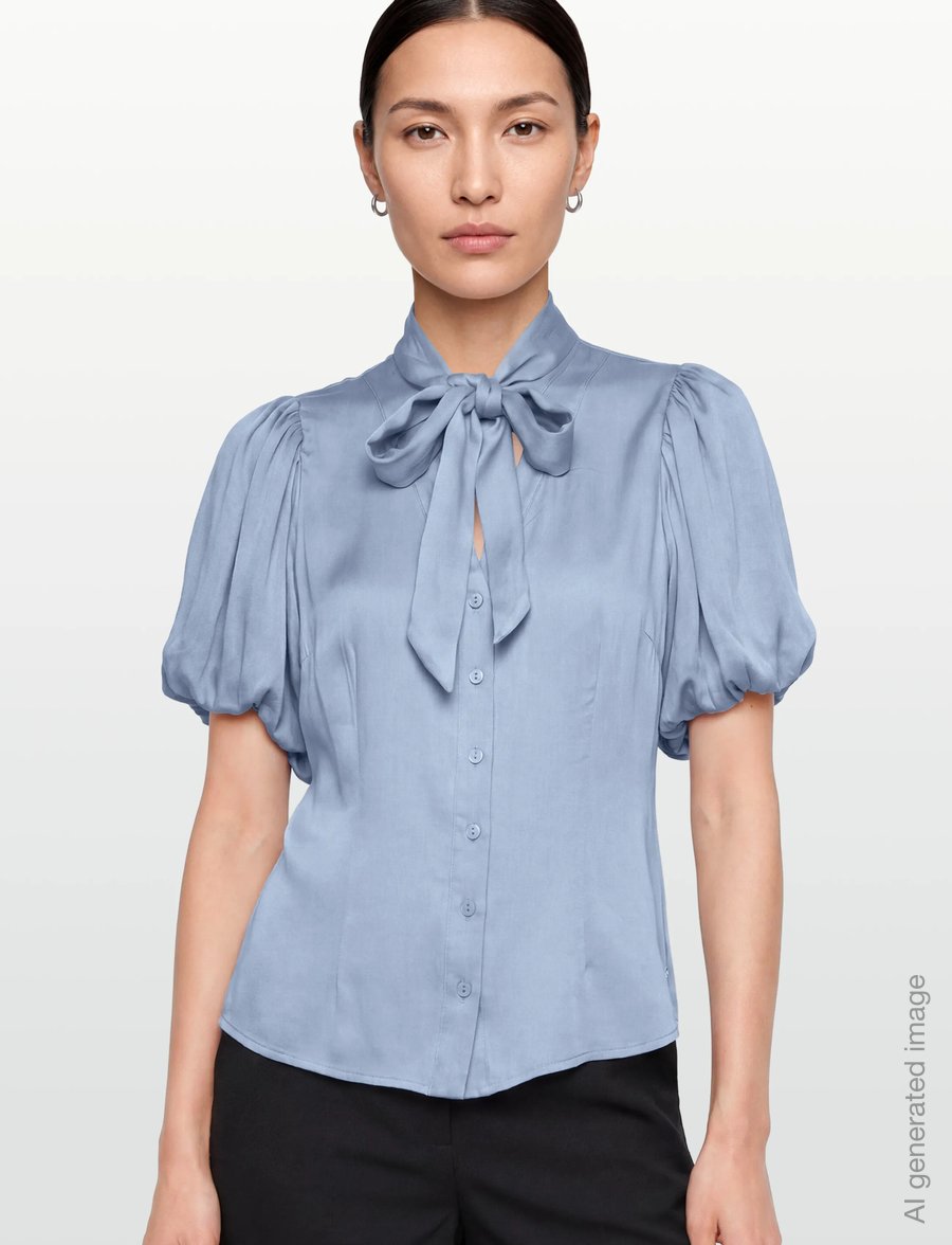Coster Copenhagen - Blouse with ribbon collar - kurzärmelige blusen - bright blue - 3
