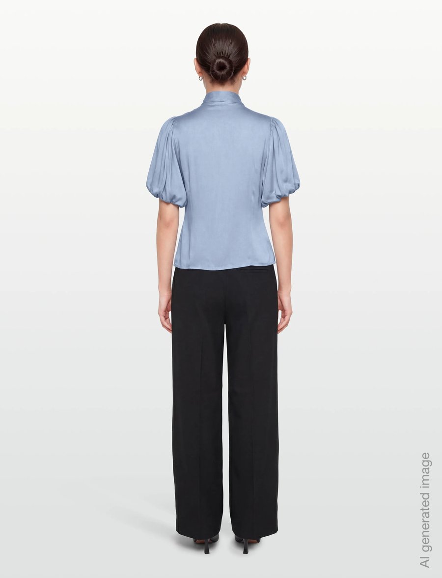 Coster Copenhagen - Blouse with ribbon collar - kurzärmelige blusen - bright blue - 4