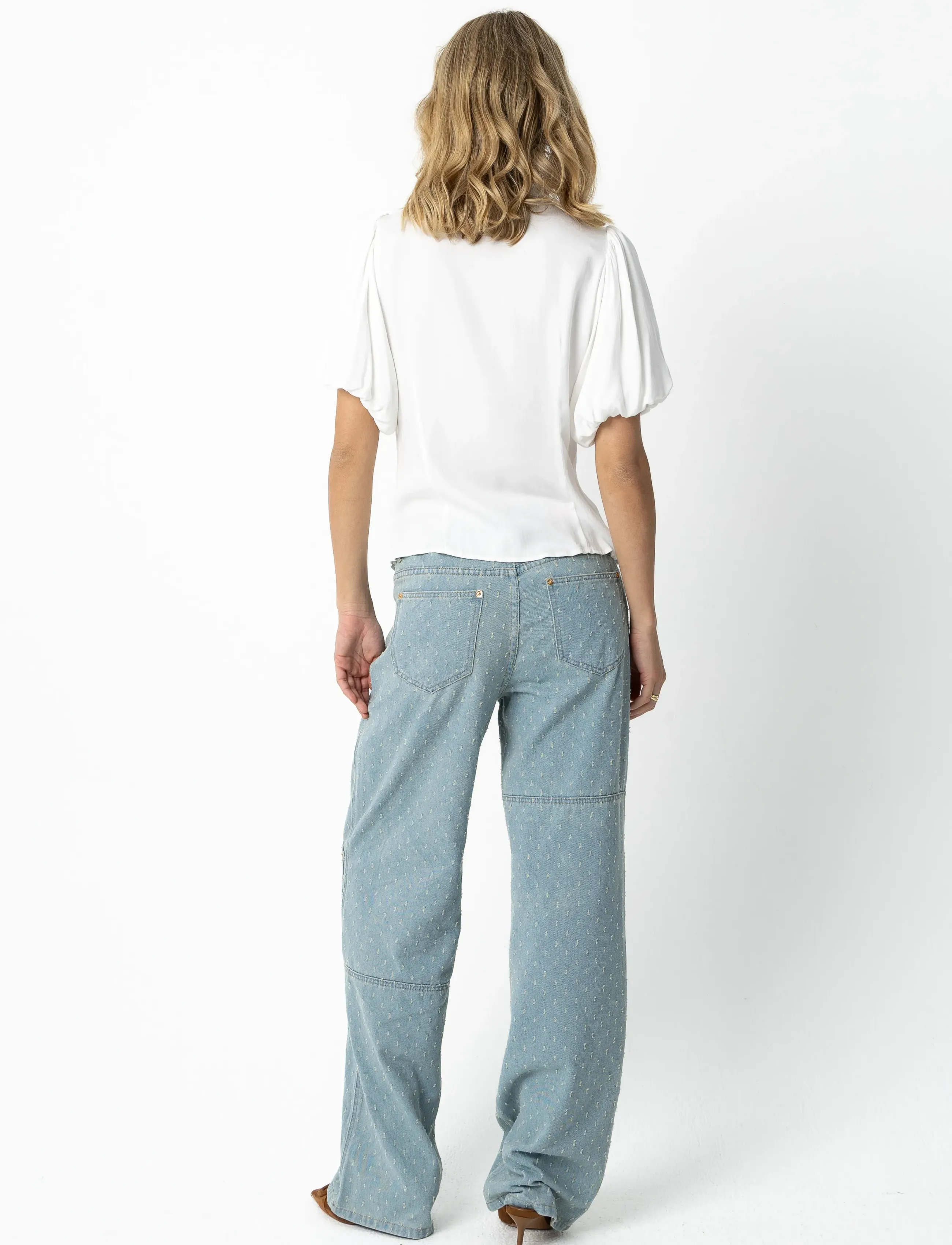 Coster Copenhagen - Blouse with ribbon collar - kurzärmelige blusen - white - 4