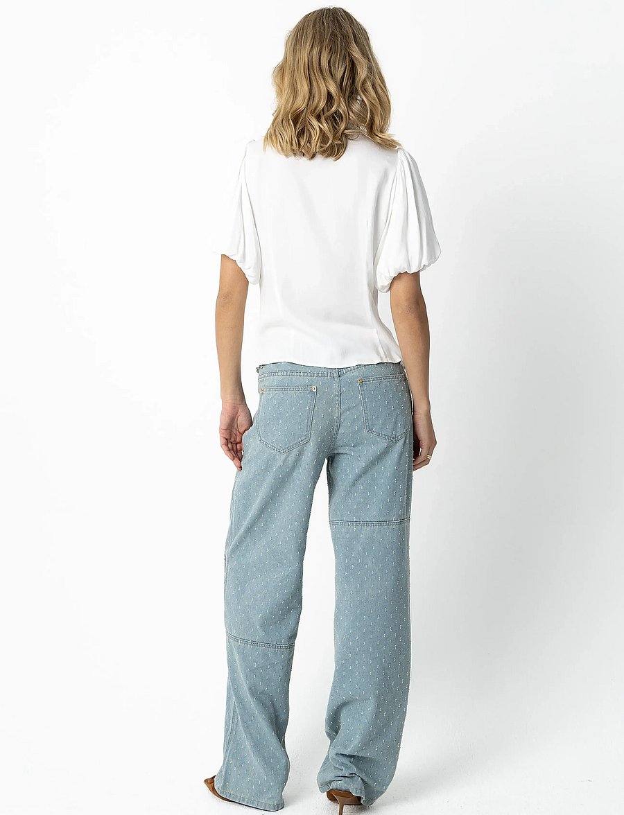 Coster Copenhagen - Blouse with ribbon collar - kortærmede bluser - white - 4