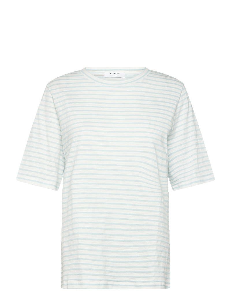 Coster Copenhagen - SILLA stripe t-shirt - Mid sleeve - t-särgid - light blue / white stripe - 0