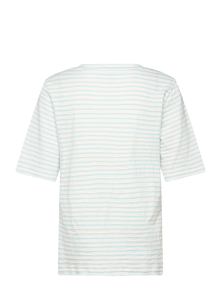 Coster Copenhagen - SILLA stripe t-shirt - Mid sleeve - t-skjorter - light blue / white stripe - 2