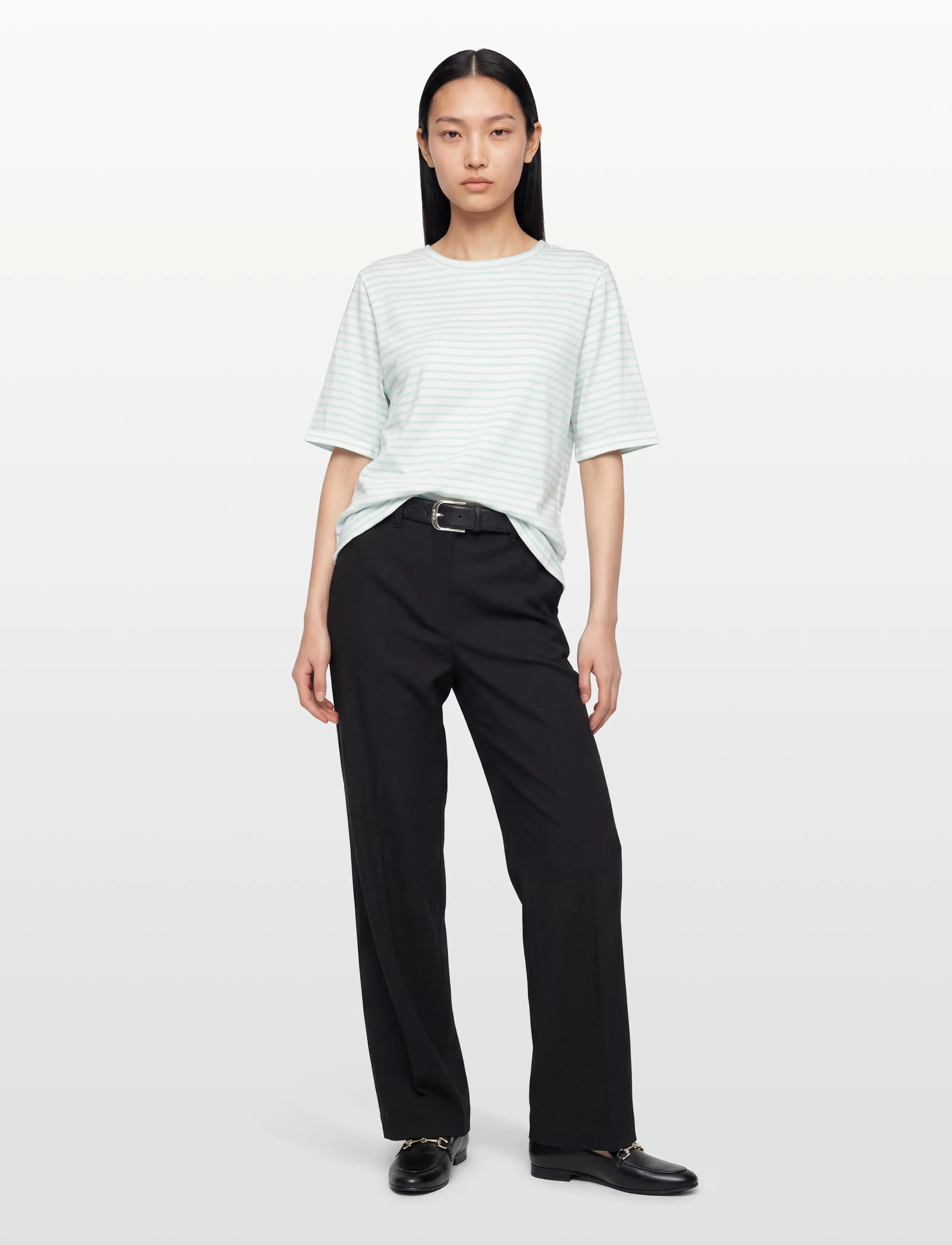 Coster Copenhagen SILLA stripe t-shirt - Mid sleeve - T-shirts - LIGHT BLUE / WHITE STRIPE / blue