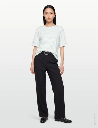 Coster Copenhagen SILLA stripe t-shirt - Mid sleeve - T-krekli - LIGHT BLUE / WHITE STRIPE / blue