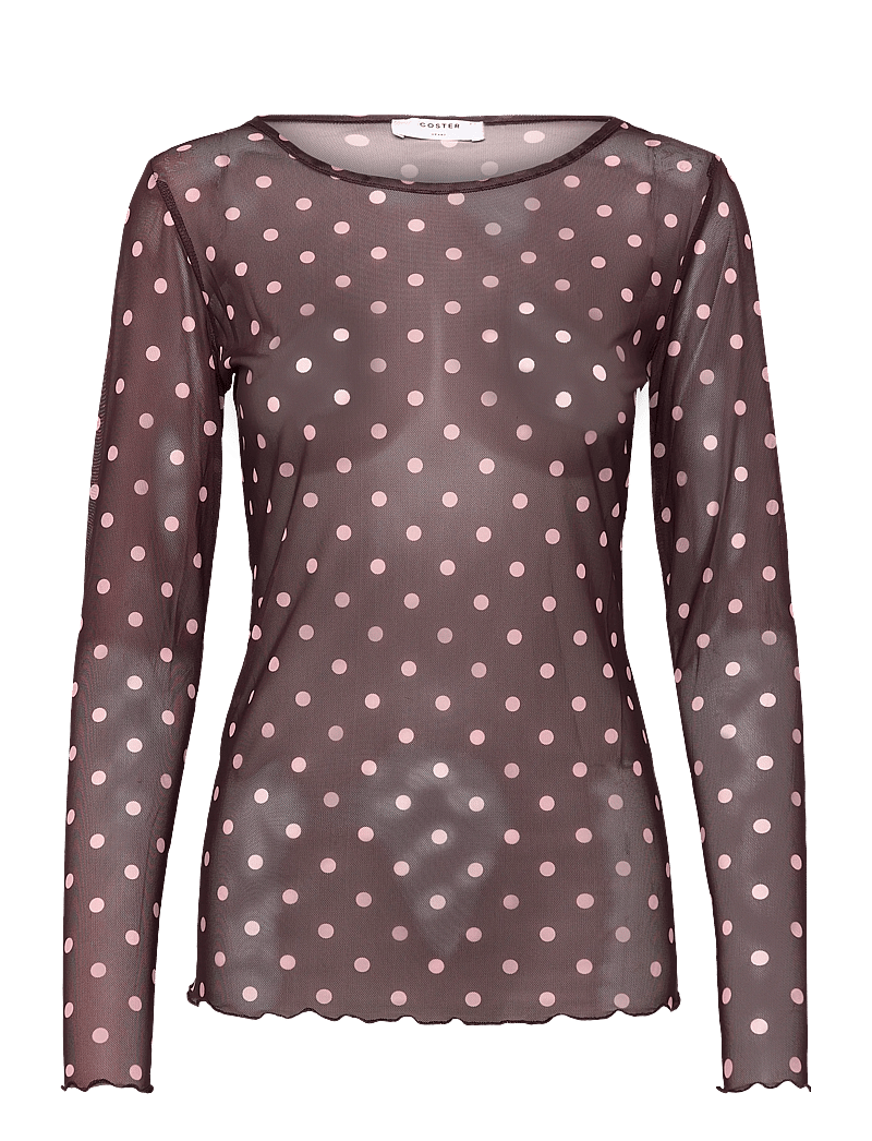 Coster Copenhagen - EVE mesh blouse - langærmede bluser - dot print - 0