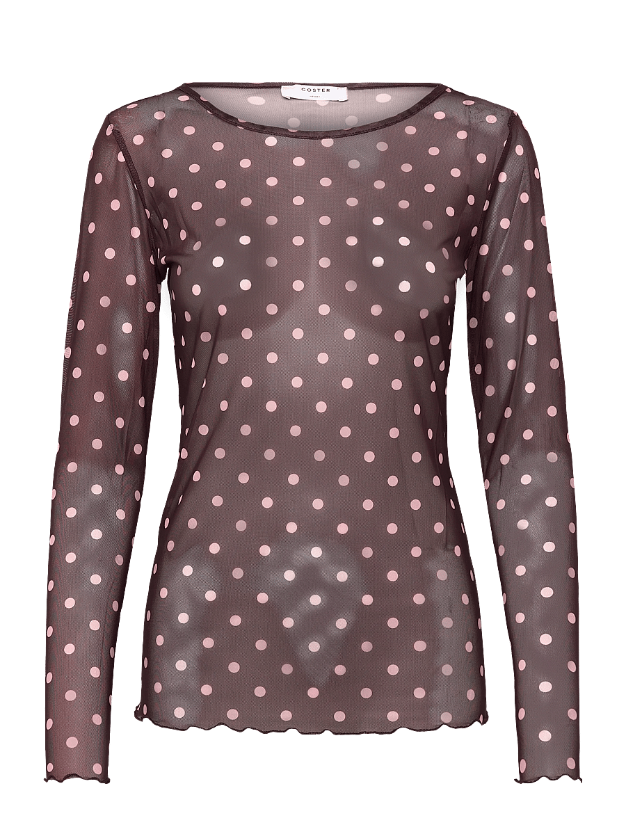 Coster Copenhagen - EVE mesh blouse - langærmede bluser - dot print - 0