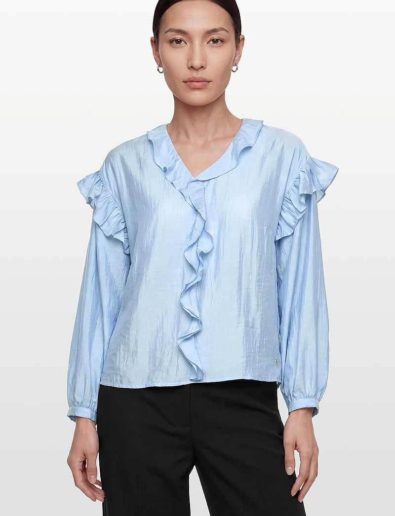 Coster Copenhagen - Longsleeved blouse with frills - langærmede bluser - bright blue - 3