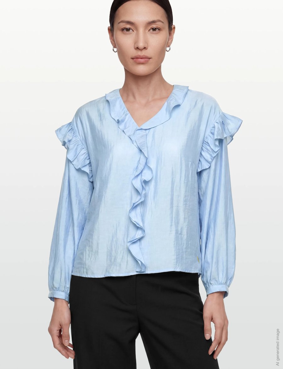 Coster Copenhagen - Longsleeved blouse with frills - bluzki z długimi rękawami - bright blue - 3