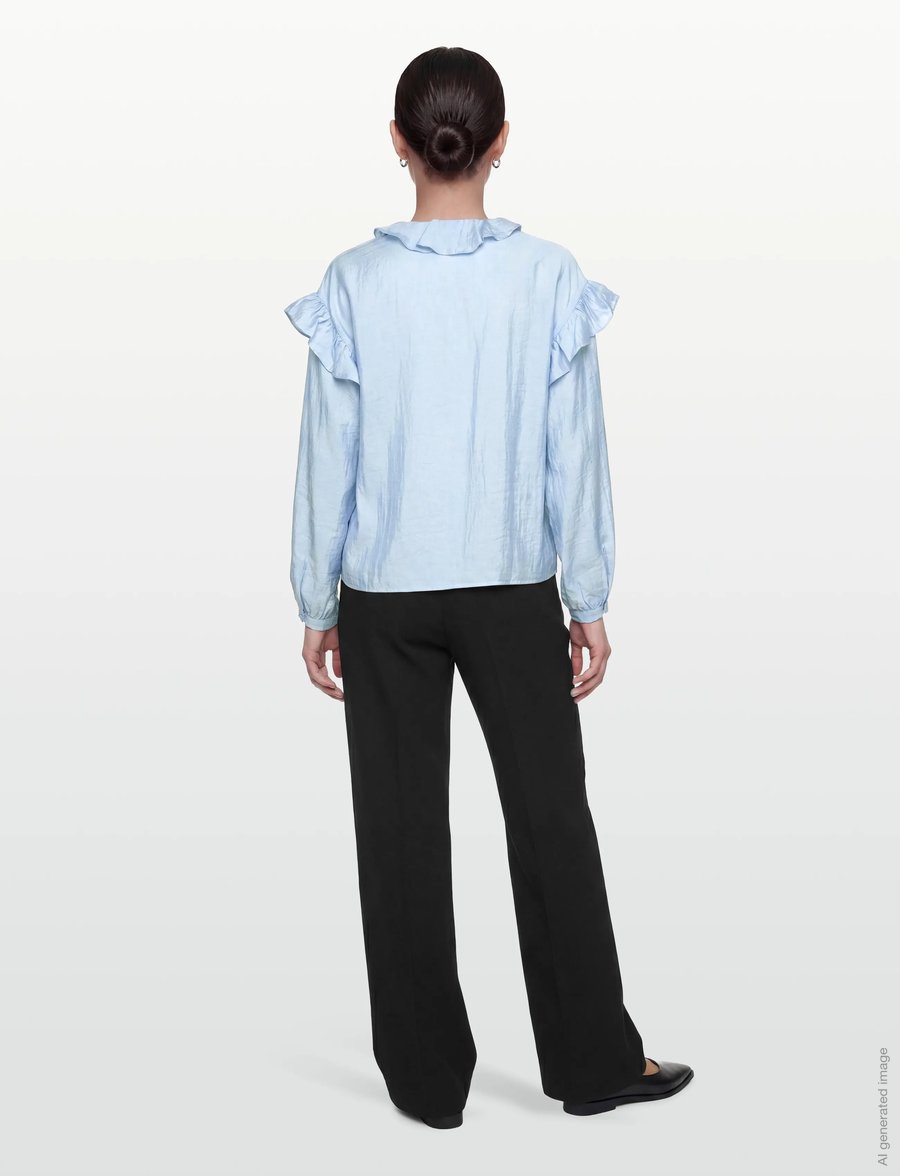 Coster Copenhagen - Longsleeved blouse with frills - bluzki z długimi rękawami - bright blue - 4
