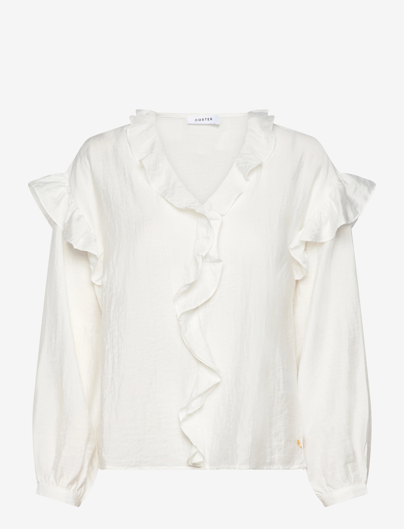 Coster Copenhagen - Longsleeved blouse with frills - langärmlige blusen - off white - 1