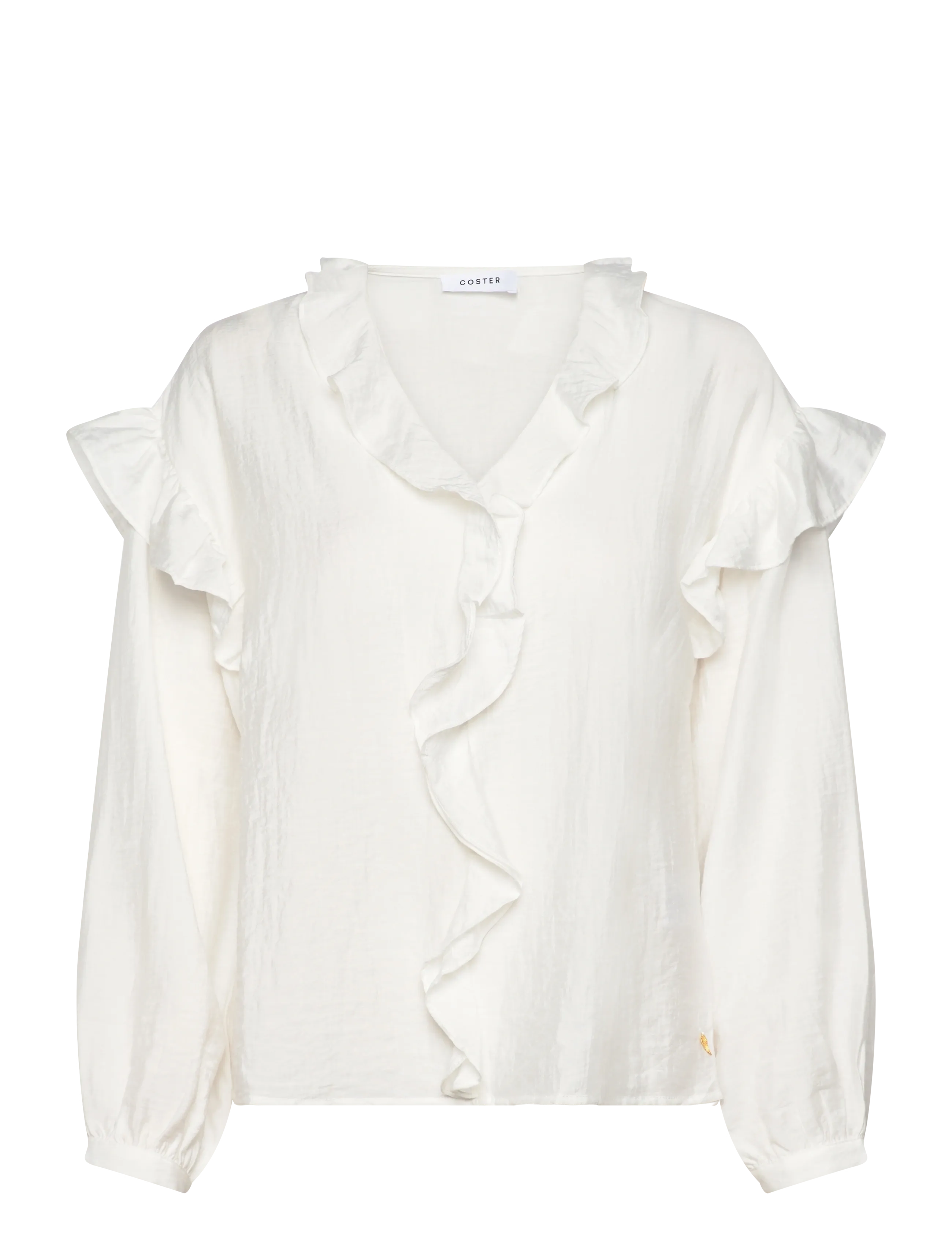 Coster Copenhagen Longsleeved blouse with frills - Bluser & Skjorter - OFF WHITE / cream