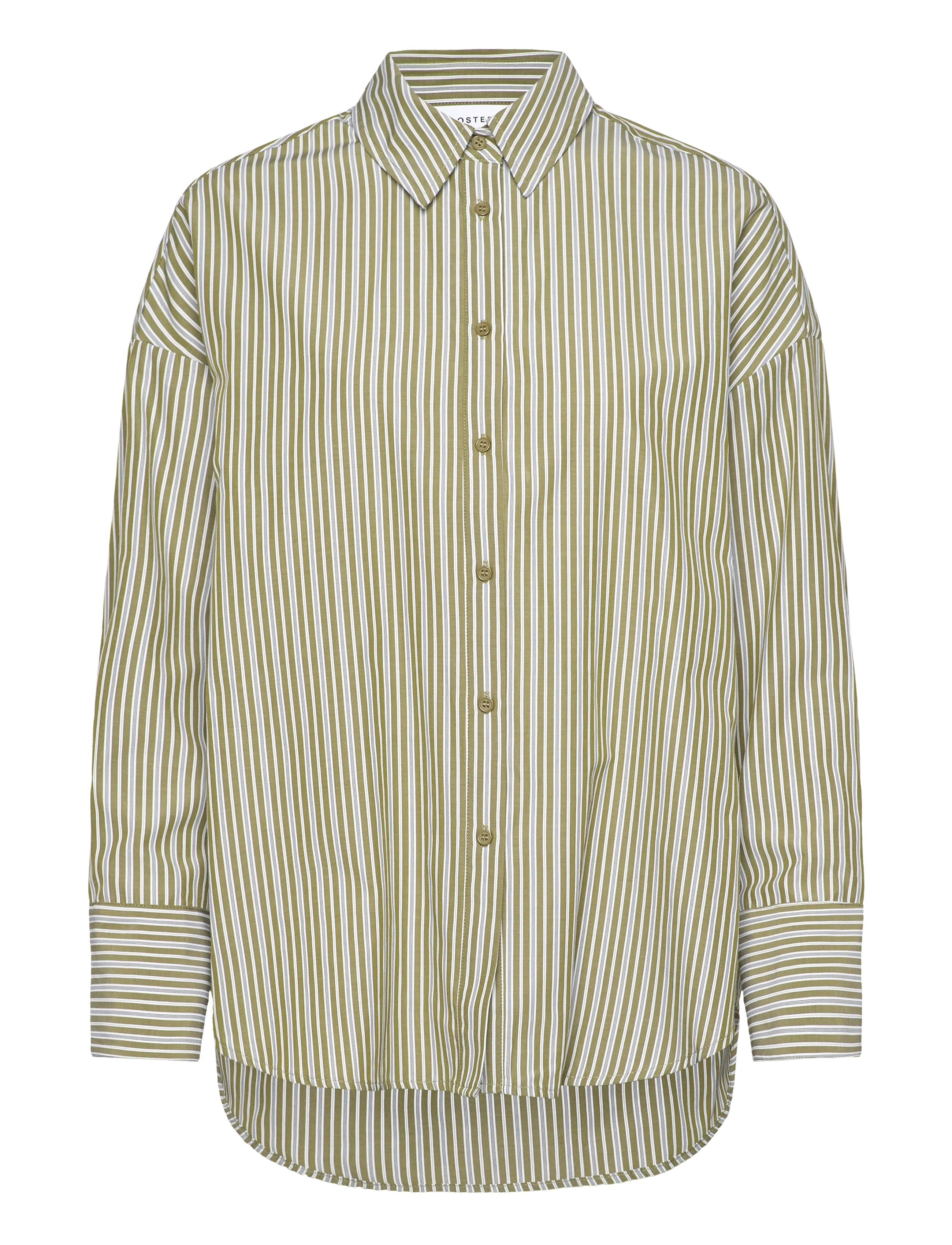 COSTER COPENHAGEN Loose Stribet Shirt Khaki - 42 - Damen