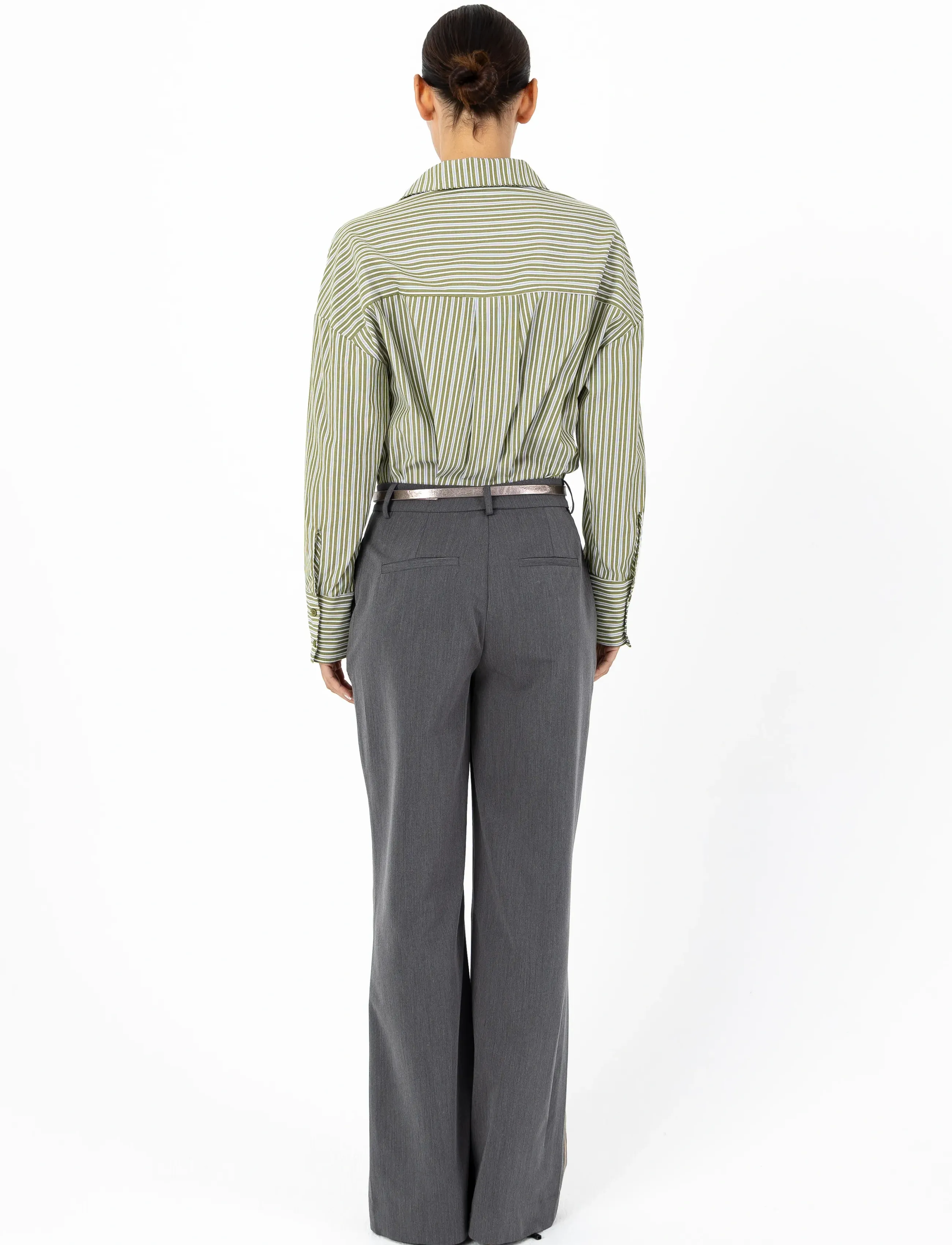 Coster Copenhagen - Loose stribet shirt - langærmede skjorter - green stripe - 3
