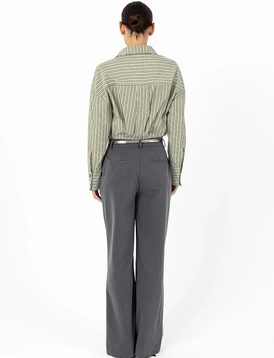 Coster Copenhagen - Loose stribet shirt - langærmede skjorter - green stripe - 3