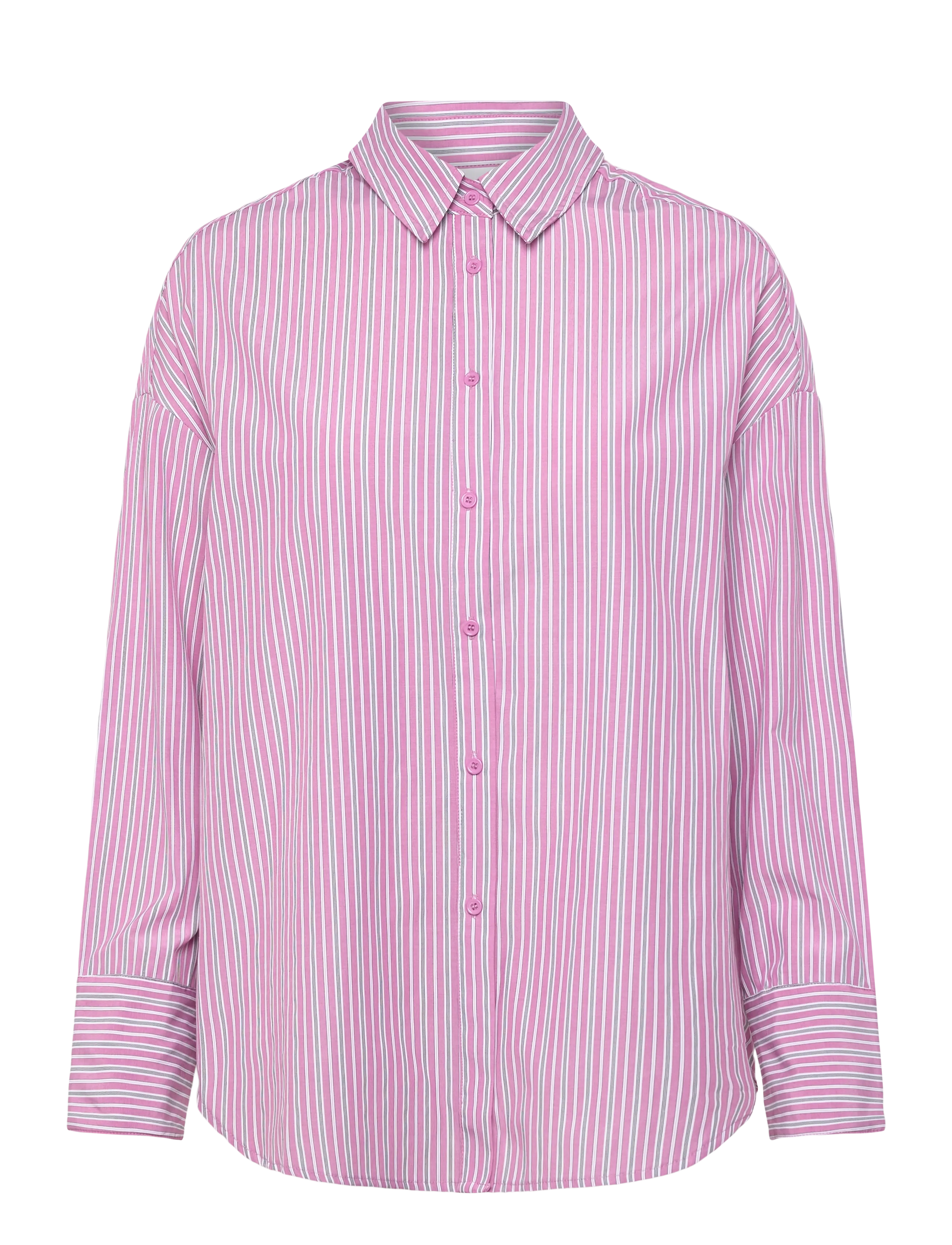 Coster Copenhagen Loose stribet shirt - Overhemden - ROSE STRIPES / pink/rose