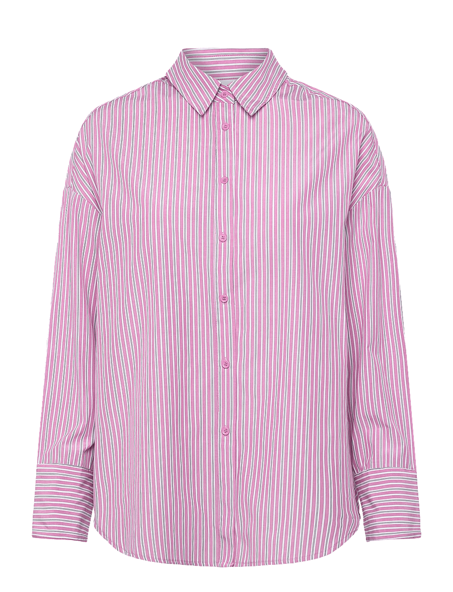 Coster Copenhagen - Loose stribet shirt - pikkade varrukatega särgid - rose stripes - 1