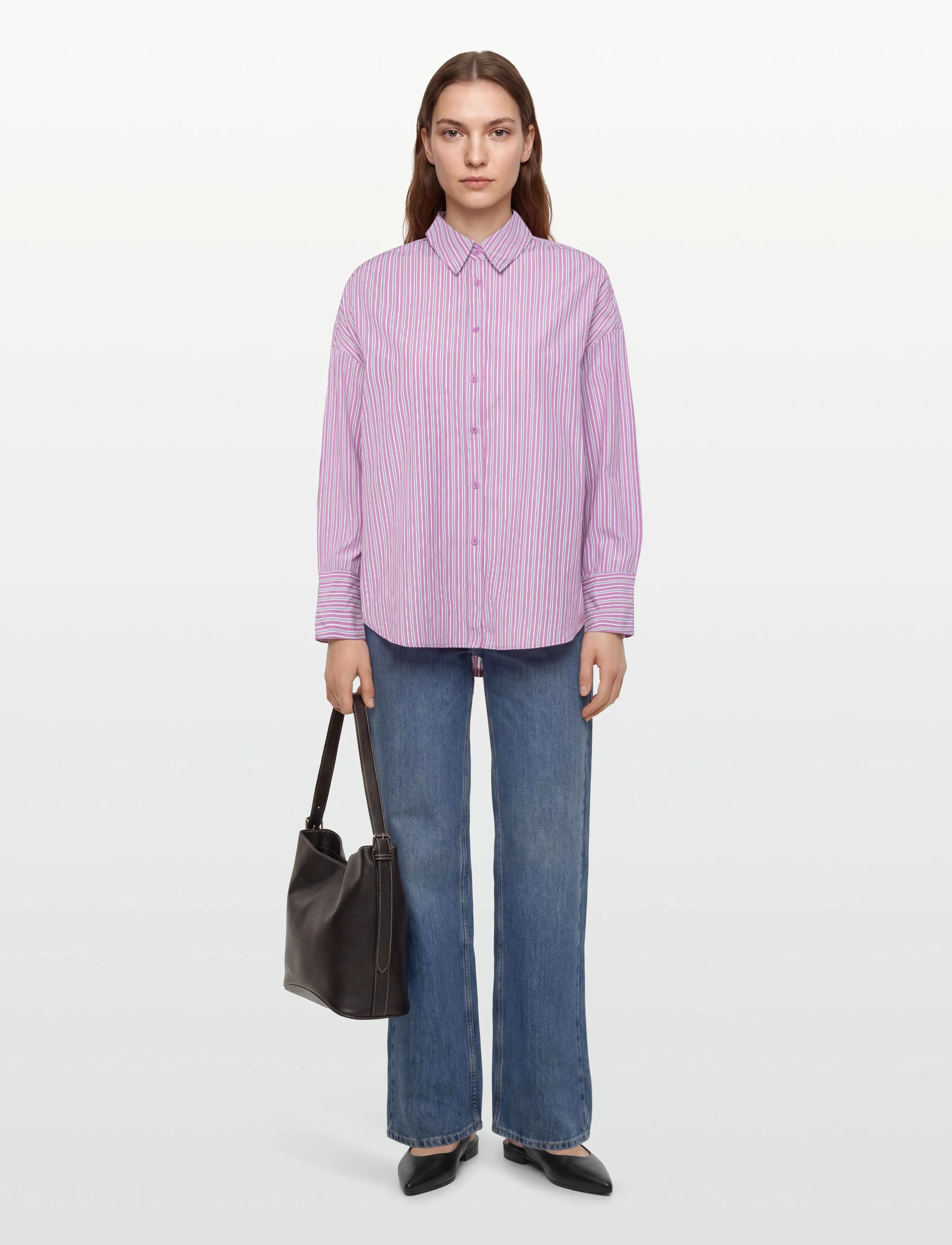 Coster Copenhagen Loose stribet shirt - Kauluspaidat - ROSE STRIPES / pink/rose