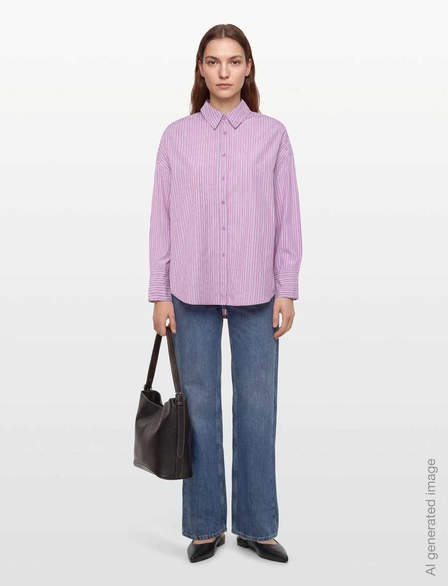 Coster Copenhagen - Loose stribet shirt - pikkade varrukatega särgid - rose stripes - 0