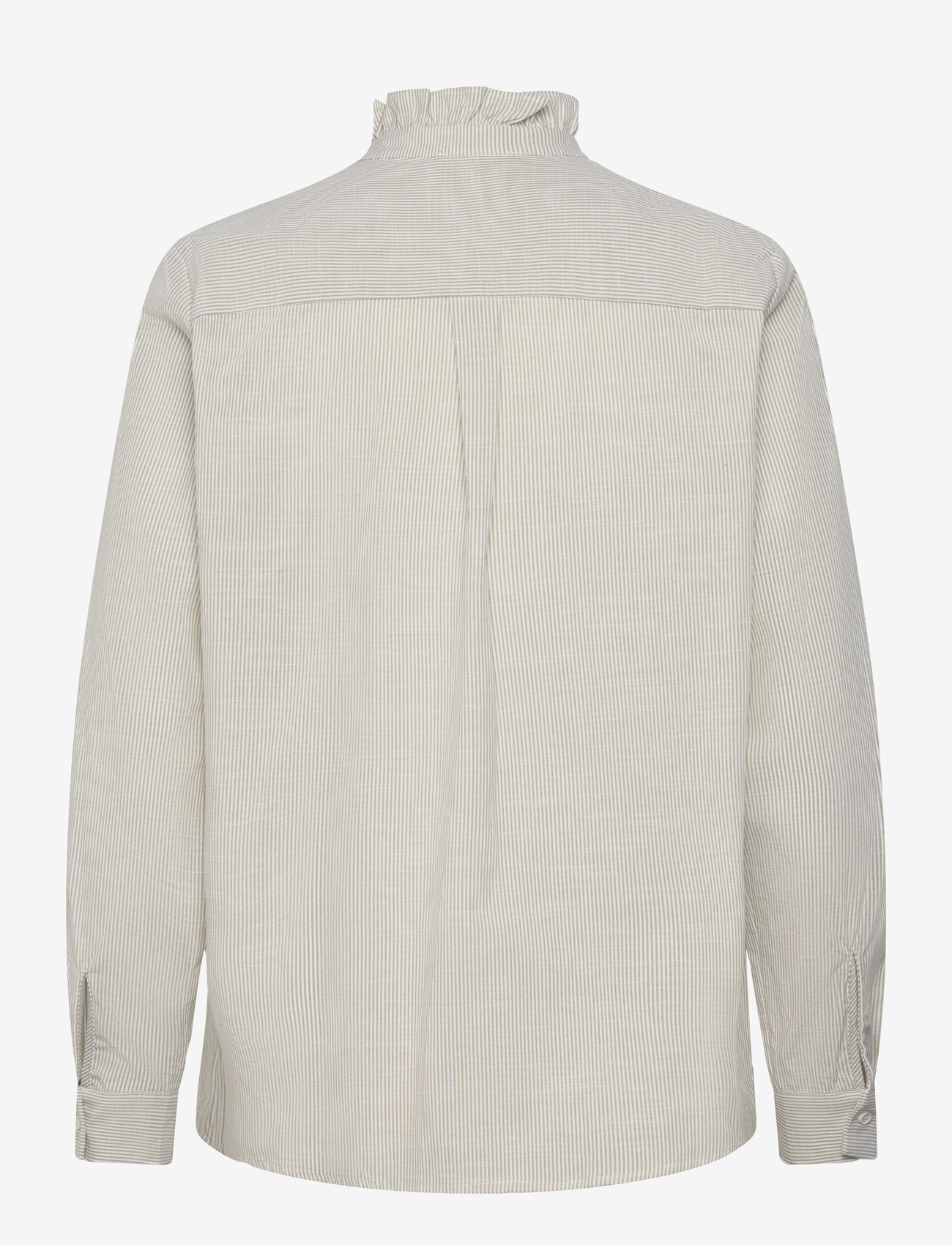 Coster Copenhagen - GWEN frill shirt - long-sleeved shirts - green stripe - 2
