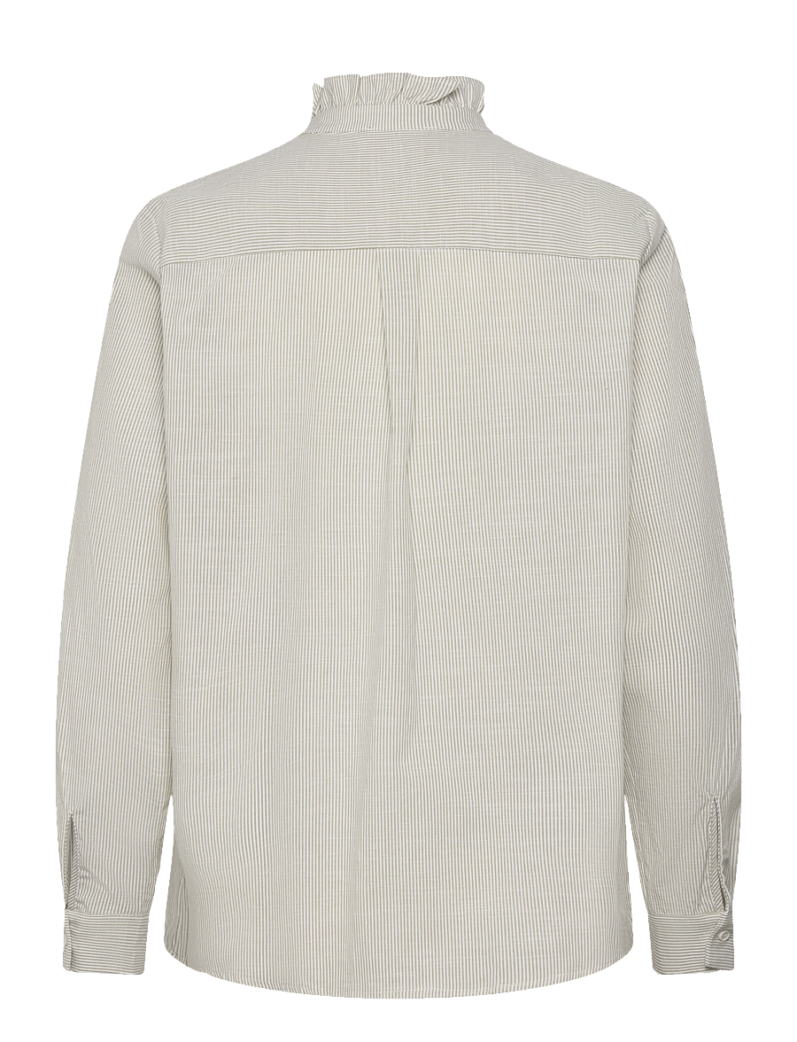 Coster Copenhagen - GWEN frill shirt - langärmlige hemden - green stripe - 2