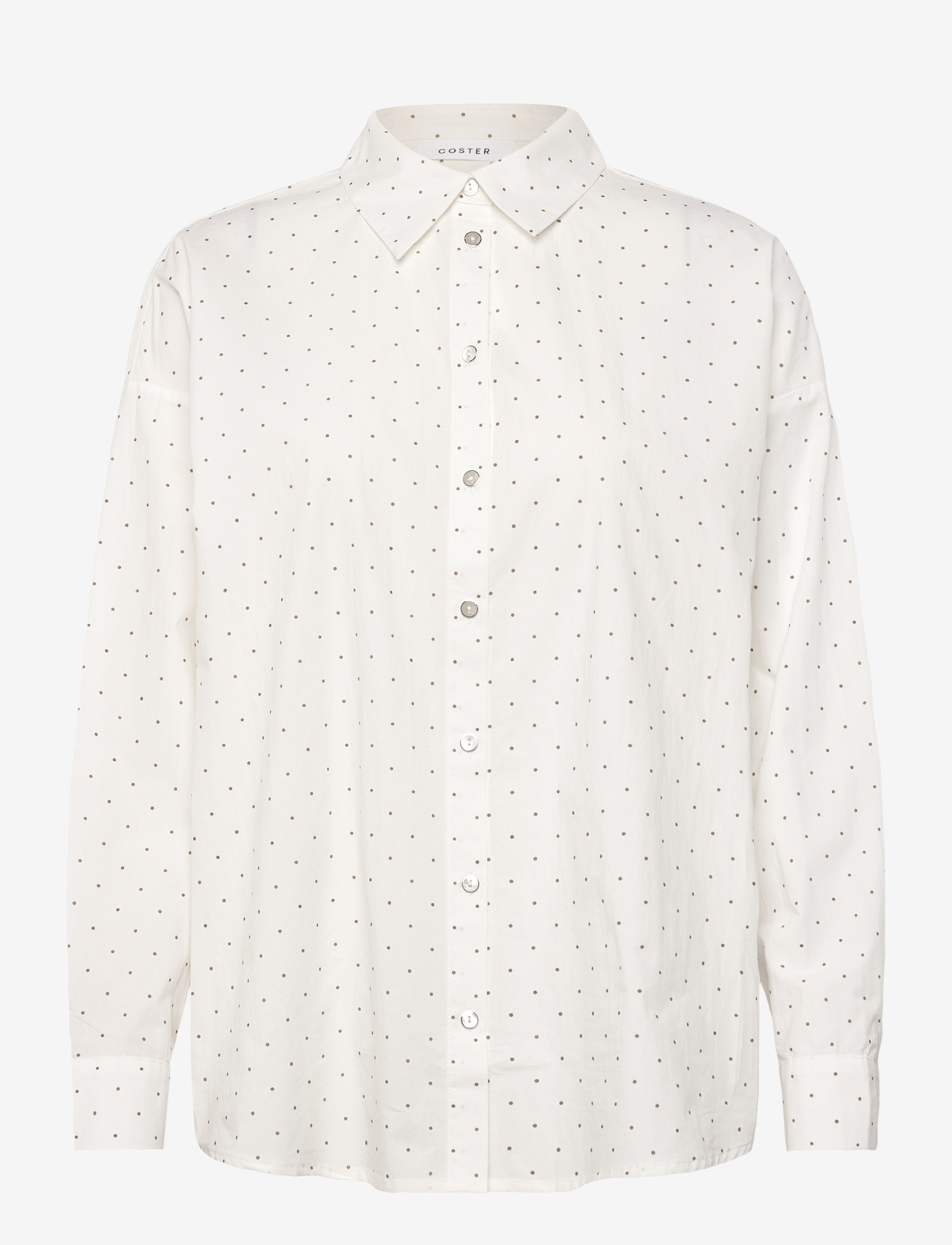 Coster Copenhagen - Shirt with dots -Boxy - langærmede skjorter - sand / white dot - 1