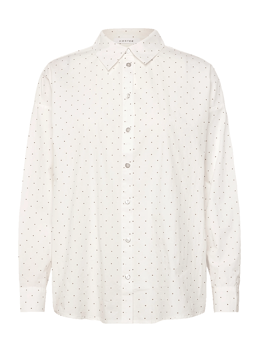 Coster Copenhagen - Shirt with dots -Boxy - langärmlige hemden - sand / white dot - 1