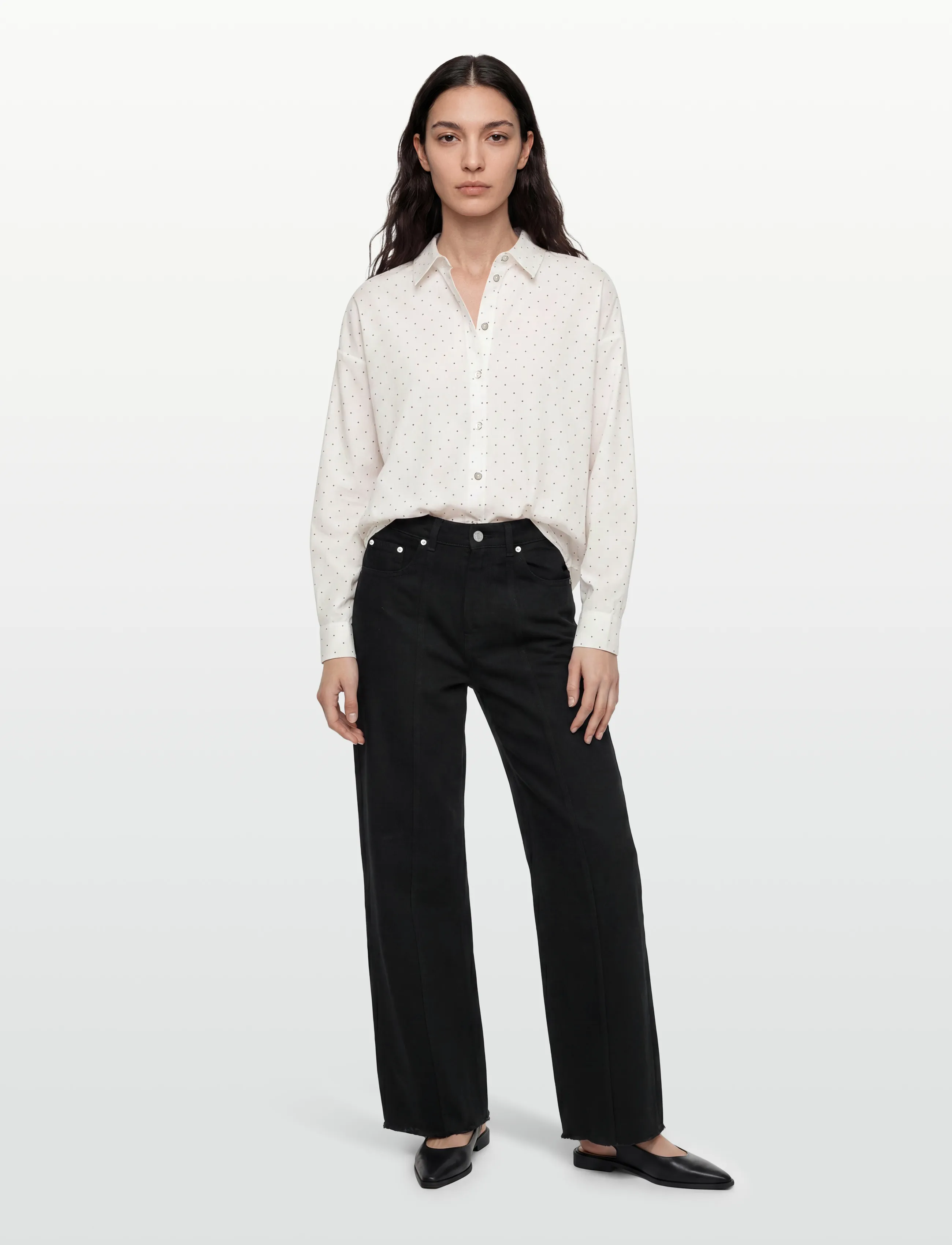 Coster Copenhagen Shirt With Dots -Boxy, 34, Cream, Skjorter > Langærmede, Dame