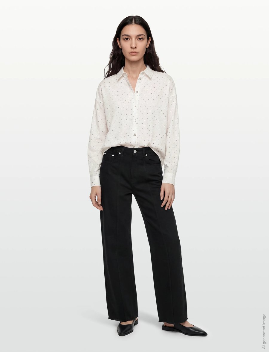Coster Copenhagen - Shirt with dots -Boxy - langärmlige hemden - sand / white dot - 0