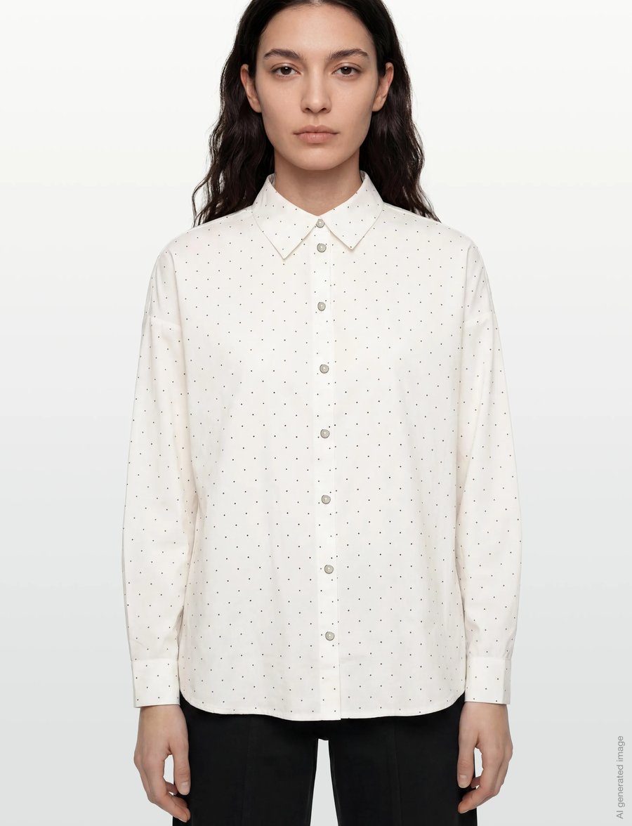 Coster Copenhagen - Shirt with dots -Boxy - langärmlige hemden - sand / white dot - 3